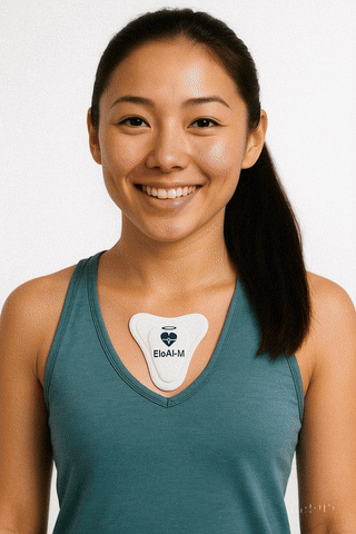 EloAI-M Real-time Health Monitoring Demo - Smartphone App Displaying ECG, SpO2, Temperature and Sleep Data